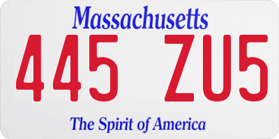 MA license plate 445ZU5