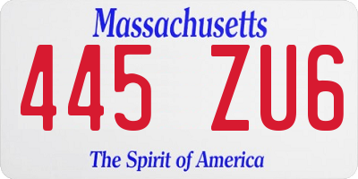 MA license plate 445ZU6