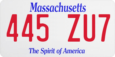 MA license plate 445ZU7