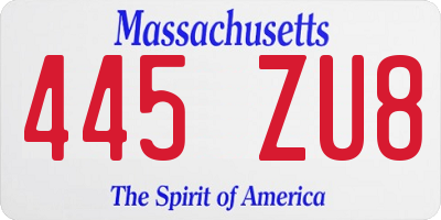 MA license plate 445ZU8