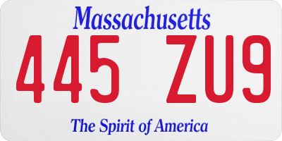 MA license plate 445ZU9