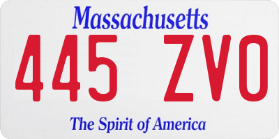 MA license plate 445ZV0