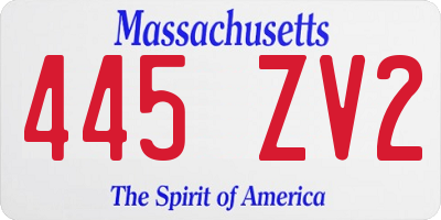 MA license plate 445ZV2