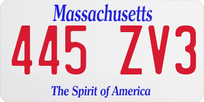 MA license plate 445ZV3