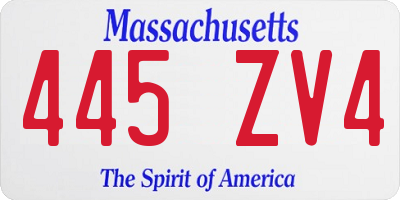 MA license plate 445ZV4