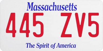 MA license plate 445ZV5