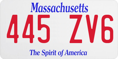 MA license plate 445ZV6