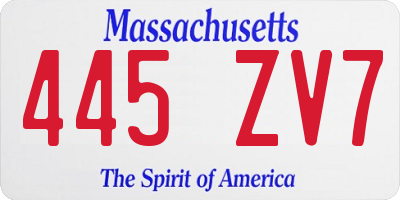 MA license plate 445ZV7