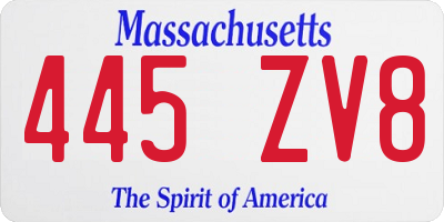 MA license plate 445ZV8