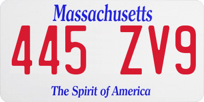 MA license plate 445ZV9