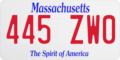 MA license plate 445ZW0