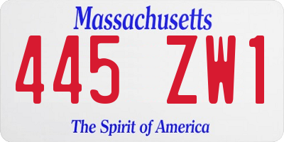 MA license plate 445ZW1