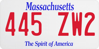 MA license plate 445ZW2