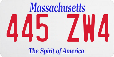 MA license plate 445ZW4