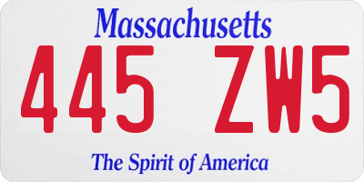 MA license plate 445ZW5
