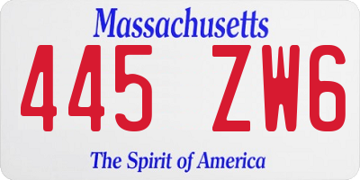 MA license plate 445ZW6