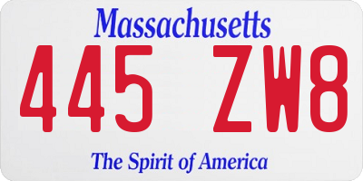 MA license plate 445ZW8