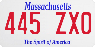 MA license plate 445ZX0