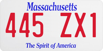 MA license plate 445ZX1