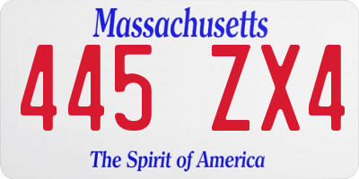 MA license plate 445ZX4