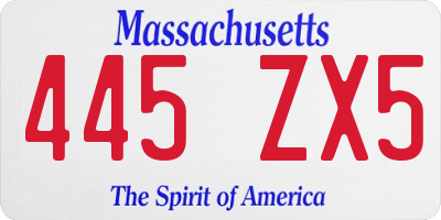 MA license plate 445ZX5