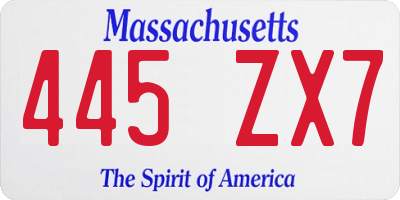 MA license plate 445ZX7