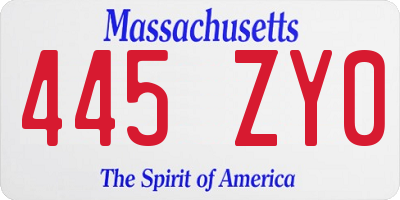 MA license plate 445ZY0