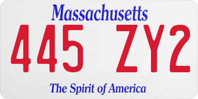 MA license plate 445ZY2