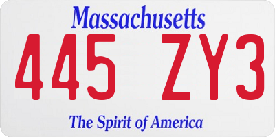 MA license plate 445ZY3