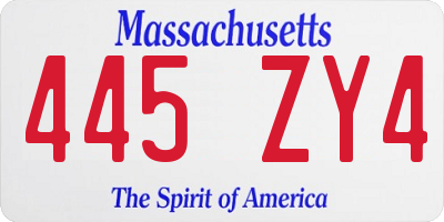MA license plate 445ZY4