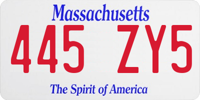 MA license plate 445ZY5