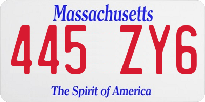 MA license plate 445ZY6