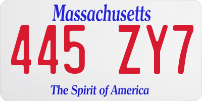 MA license plate 445ZY7