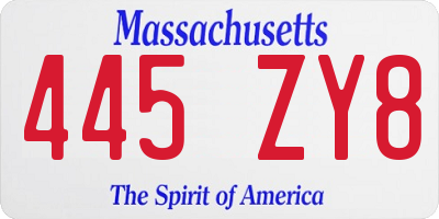 MA license plate 445ZY8