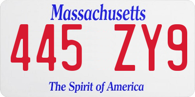 MA license plate 445ZY9