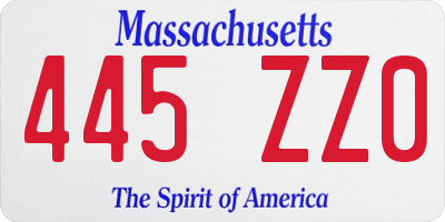MA license plate 445ZZ0