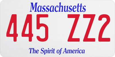 MA license plate 445ZZ2
