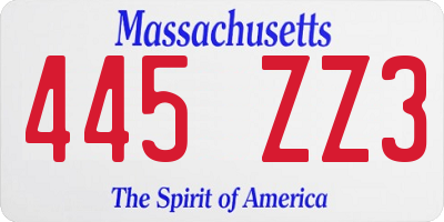 MA license plate 445ZZ3
