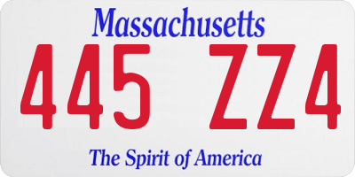 MA license plate 445ZZ4