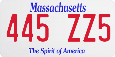 MA license plate 445ZZ5