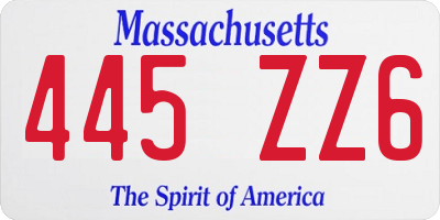 MA license plate 445ZZ6