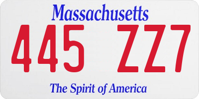 MA license plate 445ZZ7