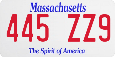MA license plate 445ZZ9