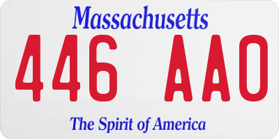 MA license plate 446AA0