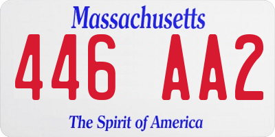 MA license plate 446AA2