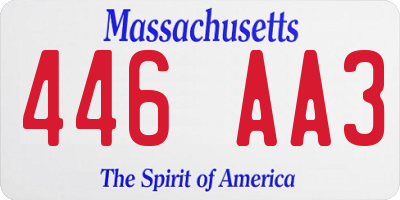 MA license plate 446AA3