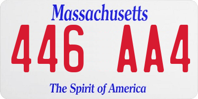 MA license plate 446AA4