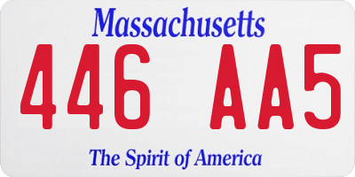 MA license plate 446AA5