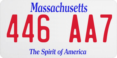 MA license plate 446AA7