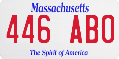 MA license plate 446AB0